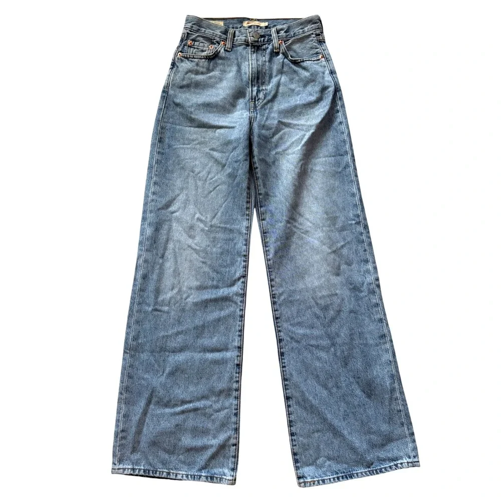 Levi's Jeans Women Size 26 Blue Ribcage Wide Leg High Rise Denim Skater Pants - Picture 1 of 10